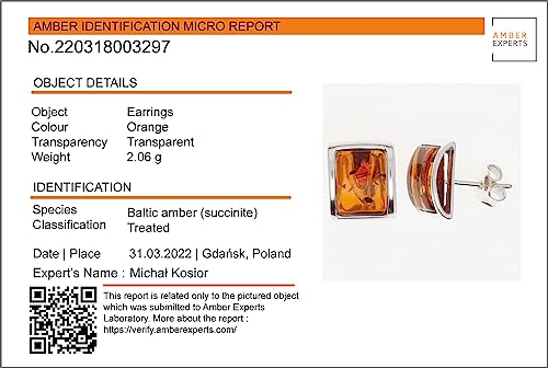 Amber Earrings - Baltic Honey Amber Stud Earrings "Lottie" - Sterling Silver Jewelry Collection4