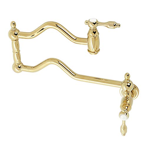 Image of Kingston Brass KS2102TAL Tudor Pot Filler, Polished Brass, 24.13 x 2.19 x 12