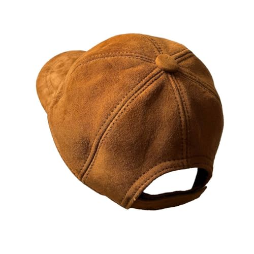 Gorra deportiva unisex de cuero gamuza marrón miniatura 2