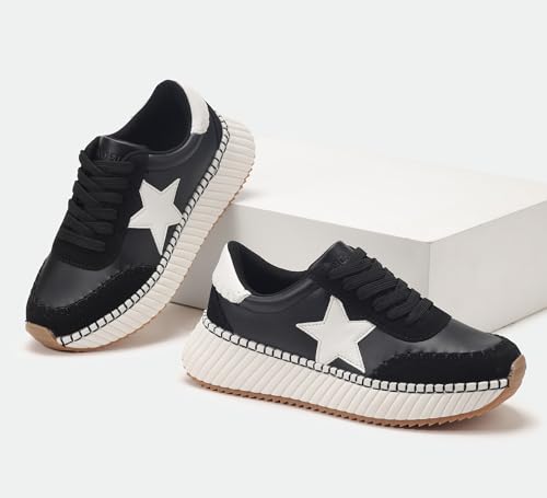 LUCKY STEP Women's Star Platform Sneakers Fashion Chunky Retro Trendy Casual Tennis Running Trainning Walking Shoes4