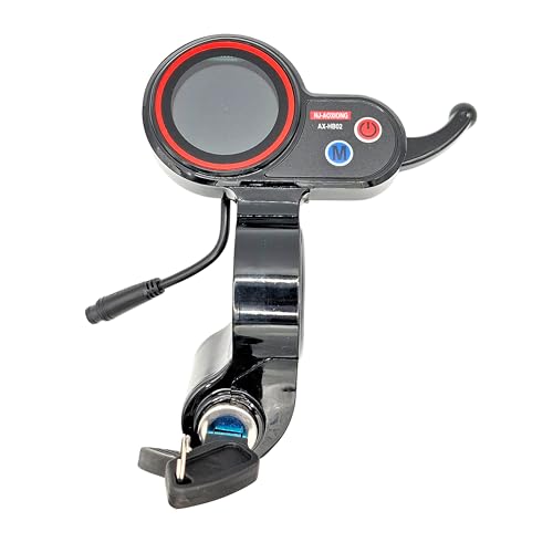 FUKUKAWA AX-HB02 XK 36V/48V Electric Scooter Display Set with Accelerator Throttle, Lock & Unlock Ignition, 2 Keys – Universal Handlebar Display Meter Replacement Kit