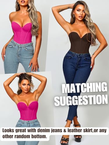 Image of ChiaoLezhee Heart Corset Top For Women, Sexy Concert Outfits Going Out, Strapless Crop Top, Overbust Bustier