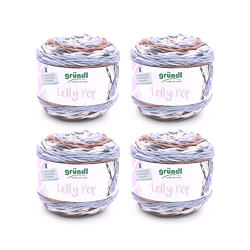Gründl Laine Lolly Pop – laine épaisse pour crocheter et tricoter avec dégradé de couleurs – espectueuse de la peau – 100% acrylique – 4 pelotes...