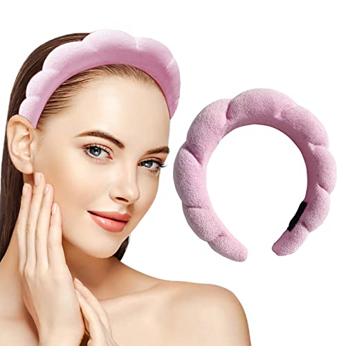 Uifcb Spa Headband For Women, Terry Towel Cloth Hair Band, Sponge Headband For Washing Face, Makeup Removal, Mask Skincare, Shower, Hair Accessories. (Pink) #TOP2