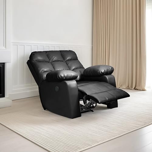 Image of Lumina 1 Seater Motorised Recliner | Single Sofa Chair for Living Room Comfort | Ergonomic Design (Leatherette - Black)
