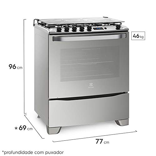 Fogão de piso 76GSR silver com grill e timer digital