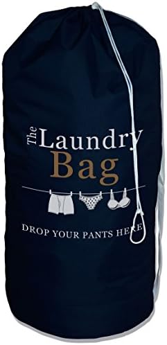 The Fine Living Co. Large Printed Laundry Bag with Adjustable Shoulder Straps & Drawstring,115L Capacity Heavy Duty Laundry Bag Backpack with Side Zipper, Space Saving Dirty Clothes Tall Laundry Bags, Foldable Laundry Hamper Bag 34"x14"x14" (Navy Blue)