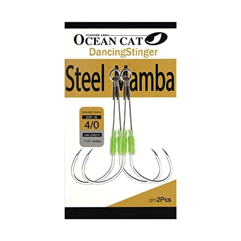 OCEAN CAT Assist Hooks Steel Mamba Slow Pitch Jig Assist Hook Steel Wire Fast Fall Jigging Hooks Size 3/0,4/0,5/0 (4/0, 2 Pairs(1 Pack)) Cover