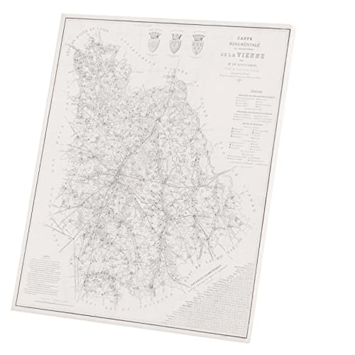 Carte ancienne Vienne Poitiers affiche poster cadeau déco 60 cm