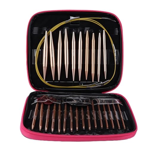 Kit d'aiguilles circulaires interchangeables en aluminium haut de gamme avec poignées ergonomiques