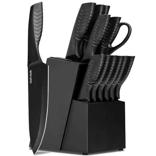 Knife Set with Built-in Sharpener Block, Dishwasher Safe