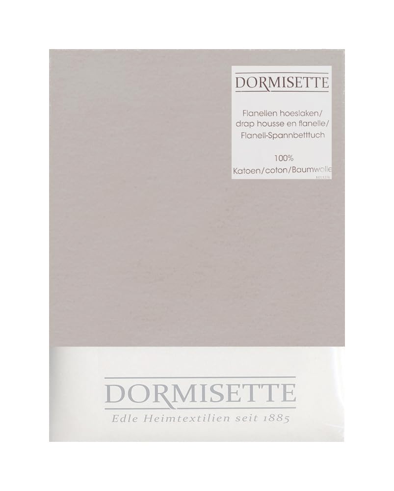 Dormisette Flanell Spannbettlaken 180x200 cm Sand, für hohe Matratzen bis ca. 30 cm Höhe Rundumgummi 100% Baumwolle