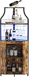 Garvee Weinschrank Eckschrank Weinregal Industrial mit Led Licht Barschrankmit Verstellbarem Weinregal und Glashalter Getränkeaufbewahrung Weinbarschrank für Küche Esszimmer Wohnzimmer Retro