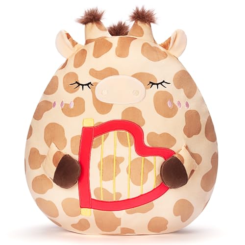 PLAYNICS Original 14-Inch Large Giraffe Pillow Stuffed Animal Plush Toy,Big Size Cute Soft Fat Kawaii Hugging Cuddle Huggable Plushie,Gift for Kids