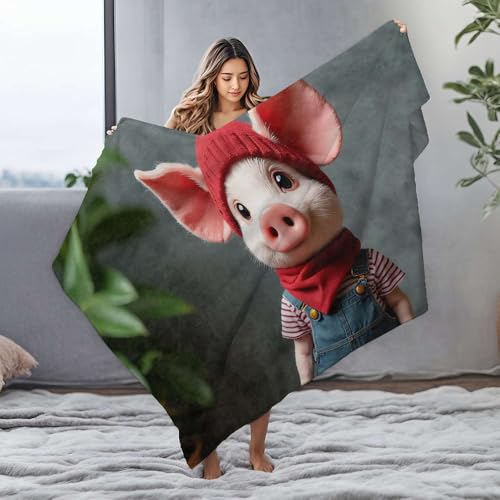 Couverture flanelle cochon rigolo idée cadeau enfant douce