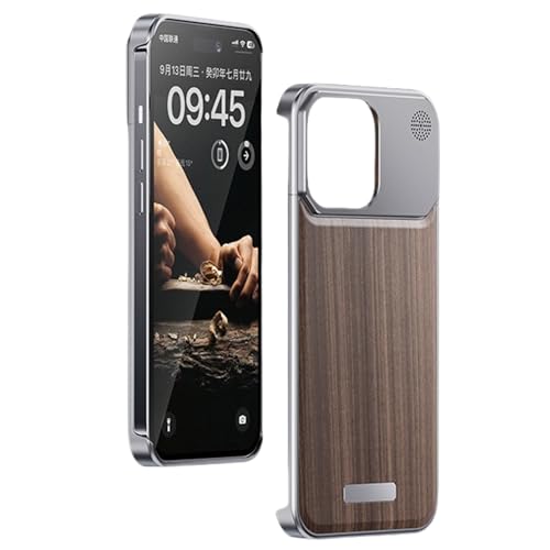 Coque sans cadre iPhone 14 Pro Max en bois et aluminium compatible MagSafe