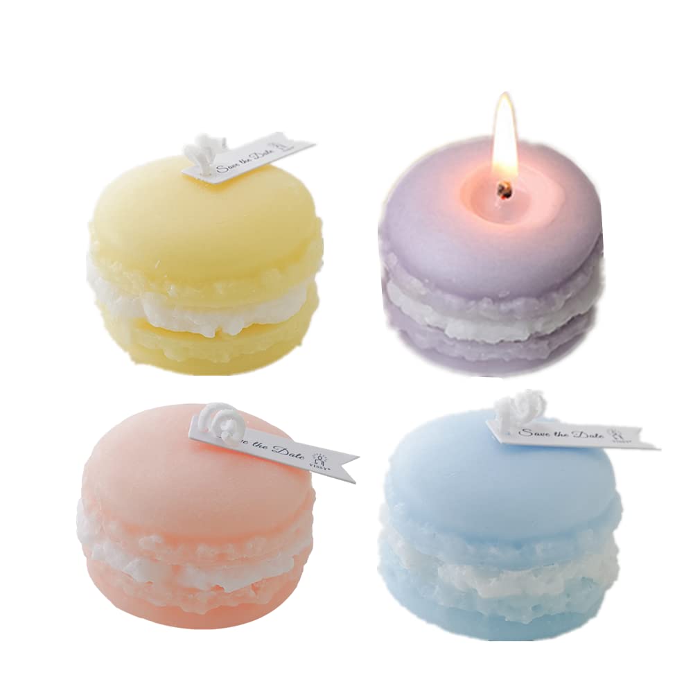 4PACKMacaron Scented Candle Set,Cute Handmade Aromatherapy Candles Home Decor Candle Birthday Wedding Holiday Party Girl Gift (Multi-Colored)