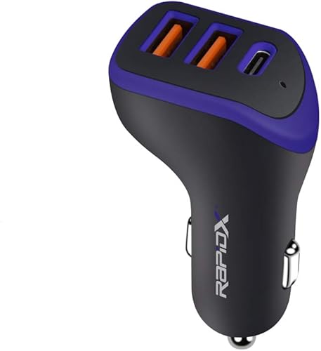 Miniatura 1 de X3PD 3 puertos USB 35W cargador compacto de coche incluyendo un rápido 18W USB C PD para carga rápida iPhone 15 14 13 12 11 Plus Pro Max iPad