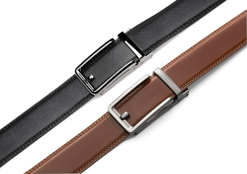 Click Genuine Leather Ratchet Belt – 1 3/8" Micro Adjustable for Dress or Casual4