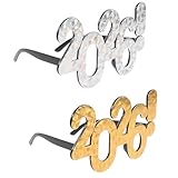 GARVALON 2 Piezas Gafas de Fiesta Doradas y Plateadas con Diseño Creativo para Celebración de Año y Graduaciones Accesorios Cómodos y Versátiles para Fotomatón y Eventos Festivos