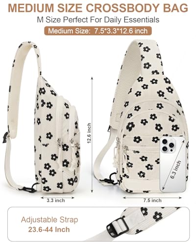 Image of Capolo Sling Bag for Women Men Waterproof Crossbody Bags for Women Trendy Casual Fanny Pack with Convertible Shoulder Strap Chest Bag for Travel Hiking(Flower, Medium)