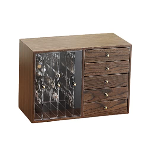 Joyero organizador Pendientes de madera Caja de almacenamiento de joyas Soporte de exhibición de joyería de gran capacidad de múltiples capas Collar Anillo Pendientes Pendientes Joyero Organizador de
