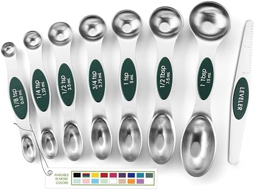 Spring Chef Stainless Steel Magnetic Measuring Spoons Set of 8 wi...