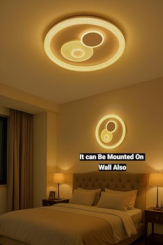 Image of FILLISKA Aluminium Luxurious 3 in 1 Led Ceiling /Wall Chandelier Light with 3 Step Colour Changing Function (White Round - 7919)(1 Year Warranty)