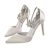  Moquite Sandalias Mujer Decoración de Cristal Tacón Alto Zapatos Apuntado Prom Verano Elegantes Boda Fiesta High Heels