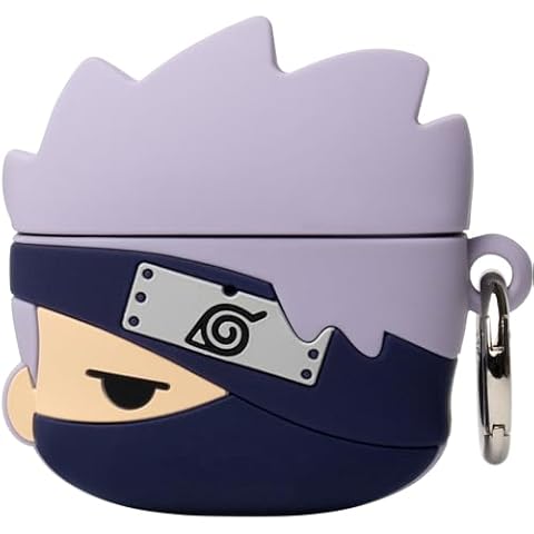 iFace Naruto Shippuden Anime Figure AirPods Case Compatible with AirPods Pro and Pro 2 – Silicone Protective Cover [Carabiner Clip Included] [Wireless Charging Compatible] – Kakashi Cover