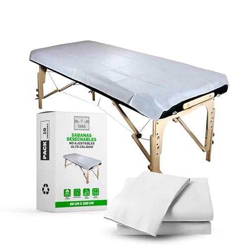 XARA   Sabanas Desechables No Ajustables 80x200cm (Pack 10)   Funda Camilla Estetica Hipoalergénicas   Sabanas Desechables Camilla Masaje Repele Liquidos para Clinicas o Salones de Belleza.