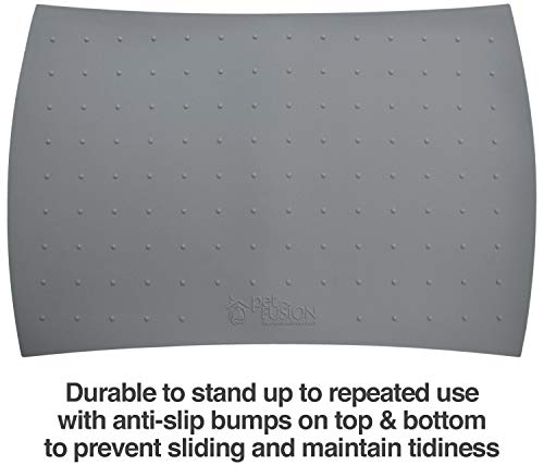 Petfusion Small Waterproof Dog & Cat Food Mat (18X12"). Fda Grade Silicone [Superior Hygiene, Non-Toxic, Multiple Sizes] String, Gray #TOP4