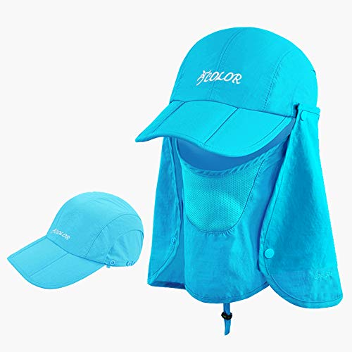 ICOLOR Sun Cap with Windproof Face Masks Hats UV 360° Sun Protection Flap