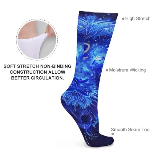 Leo Constellation Blue Lion 1 Pairs Warm Socks Printed Over The Calf Sock Breathable Knee Outdoor Sport Socks3
