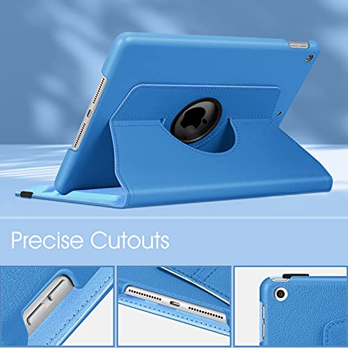 Image of Fintie Rotating Case for iPad 9th Generation (2021) / 8th Generation (2020) / 7th Gen (2019) 10.2 Inch - 360 Degree Rotating Stand Cover with Pencil Holder, Auto Wake Sleep, Blue
