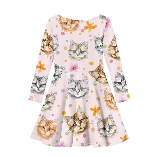 PinUp Angel Cute Graphic Girls Dress Kids Winter Long Sleeve Dresses Birthday Swing A-line Dress2