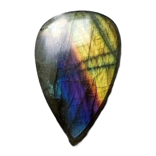 Pierre labradorite naturelle cabochon poire 36x22x6mm pour réparer ou créer un bijou