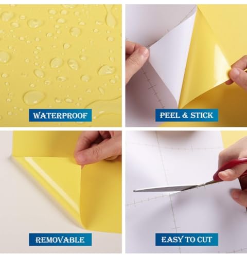 Image of DEEMUS Light Yellow Matte Peel & Stick Self Adhesive Waterproof Sticker for Living Room, Bedroom Office,Almirah, Floor, Tabletop, Wall, Fridge,& Renovation Projects (2 x 50 Feet)