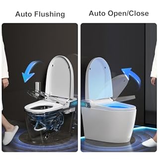 Smart Toilet with Bidet Built in, Elongated Bidet Toilet with Auto Soft Open/Close, Auto Flush, One Piece Toilet with Warm Wash & Dryer, Heated Seat, LED & Night Light, Self-Cleaning, Full/Half Flush