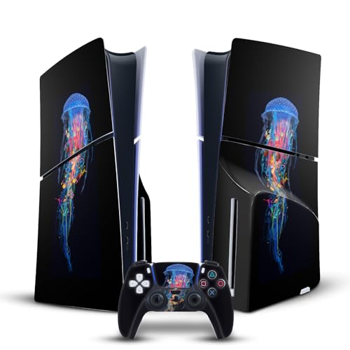 Skin PS5 Slim Disc Dave Loblaw Méduse Bleue Vinyle Autocollant Console Manette DualSense