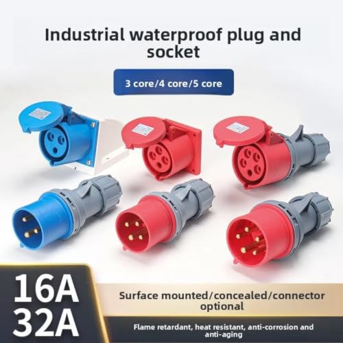 Plug socket de aviación industrial 5P 16A para corriente trifásica 3