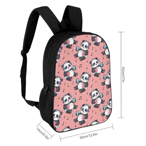 Large Rucksack for Outdoor Hiking and Camping with Daypack Design, Cute Panda Music Pink Daypack Backpack Men Women2