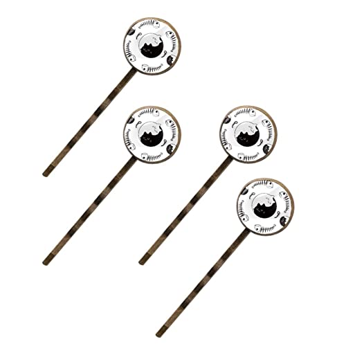 Épingles à cheveux chat noir et blanc : lot de 4 barrettes fantaisie
