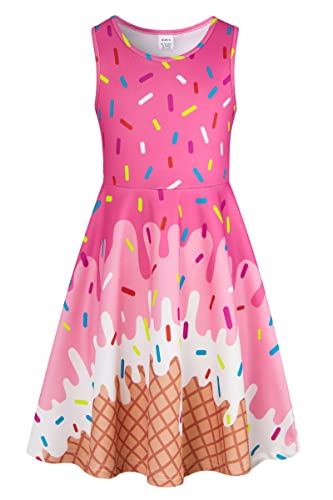 BFUSTYLE Girls Party Dresses Ice Cream Tank Playwear Skater Dress Twirl Frocks Sundae Casual Sundress for Kid Girl 10-13 Years