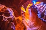 Livré avec support mural adrium Image en aluminium composite 140 x 90 cm Arizona, États-Unis, couleur orange et rouge - Jolie lumière magique recouverte de résine marine Upper Antelope Canyon dans la résine Navajo (71621655)