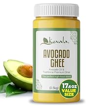 Kevala Avocado Ghee - Made with Grass Fed Cows Milk, Blend of Cold-Pressed Avocado Oil and Ghee, Unsalted Spread for Toast and Wraps with no Preservatives, Great for Keto and Low-Carb Diets, 17.6 oz