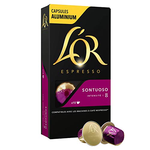 L'OR Café Espresso Sontuoso. 4 packs de 10 cápsulas cada uno. Total: 40 cápsulas.