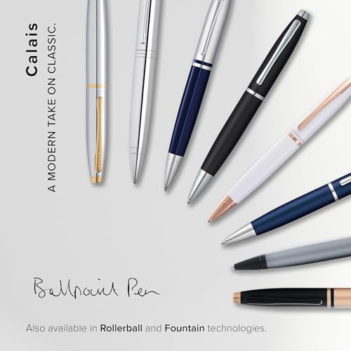 Image of Cross Calais Matte Gray & Black Refillable Ballpoint Pen - Medium Point, Black Ink, Smooth Writing, Presented in a Luxury Gift Box