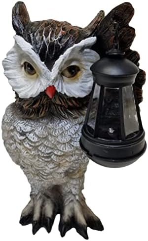 Solar Owl Statue Garden Ornaments Outdoor Decorations, Indoor Figurine Tawny Owl Bird Solar Powered LED Lights Decor for Patio, Balcony, Lawn Housewarming Gifts