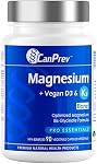 CanPrev - Magnésium + Végétaux D3 & K2, 90 V-Caps 45-Day Approvisionnement - Aide au développement et à l'entretien des os & Dent - Maintenir la fonction immunitaire, la fonction musculaire appropriée & Balance normale des électrolytes
